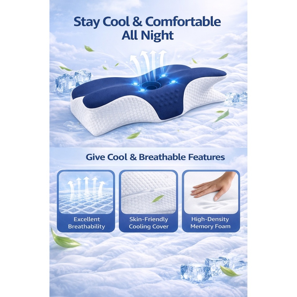 Ergonomic Cervical Neck Pillow – Memory Foam – Pain Relief – NEW - Picture 4 of 11